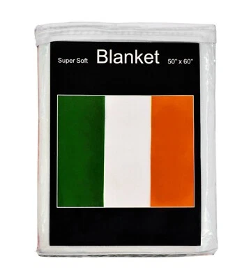 Ireland Flag Fleece Blanket NEW 5 ft x 4.2 ft Irish Tricolour Travel Throw Cover - Image 1 of 3