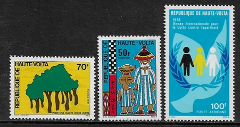 Burkina Faso 3 Different Mint Never Hinged Stamps (001) Cover
