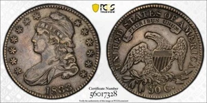 1833 Capped Bust Half Dollar 50C PCGS Cleaned XF Detail #7328 - Picture 1 of 5