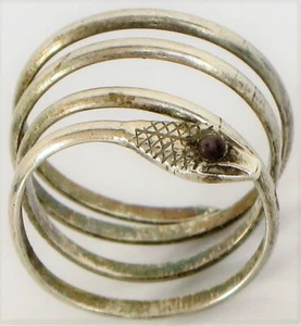 VINTAGE DESIGNER SIGNED MODERNIST CURLED SNAKE RING VICTORIAN STYLE SIZE 6 ! - Picture 1 of 2
