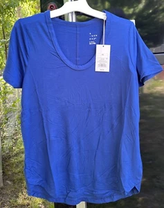 BRAND NEW A New Day Ladies Round Neck Short Sleeve T Shirt Top Size XS BLUE - Picture 1 of 8