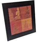 Buddha Framed Print Wall Art Picture Zen Home Decoration Wooden black Frame red