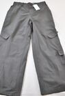 women's Automet cargo pants size medium gray elastic waist zipper pockets cotton