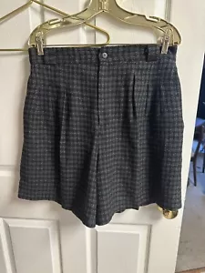 70s Wool Shorts Pants Plaid High Waisted Tailored VTG Academia Large 16 32x20 - Picture 1 of 9