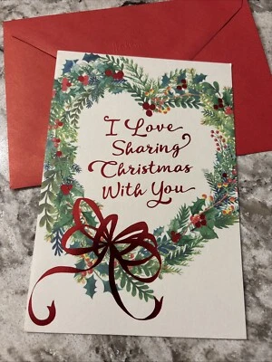 Christmas I Love Sharing - Husband Wife Family 5”x7” Hallmark Greeting Card - Image 1 of 4