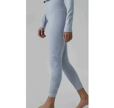 Athleta Women's Size S Elation Eyelet Begonia Blue Star 7/8 Tight Leggings - Image 1 of 4