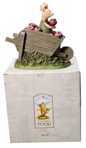 Disney Charpente Classic Pooh Piglet W/ Apple Wheelbarrow Piggy Bank In Box - Picture 1 of 18