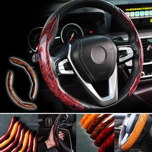 Car Steering Wheel Cover Wood Grain Texture Protective Cover Interior Accessory - Bild 1 von 24