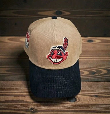 NEW Cleveland Indians Chief Wahoo Two Tone Corduroy New Era A-Frame Snapback ASG - Image 1 of 4