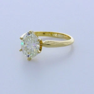 ANILLO SOLITARIO CLÁSICO DE ORO AMARILLO DE 14K CORTE OVALADO K/SI1 DIAMANTE LABORATORIO 2,13 QUILATES 6 PUNTAS - Imagen 1 de 3