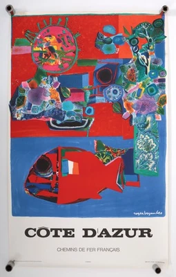 Affiche ancienne Chemins de fer français - COTE D'AZUR - SNCF - Roger BEZOMBES - Photo 1/4
