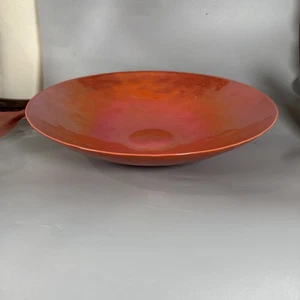 Kiste und Fass irisierend orange Murano Stil Glas 16 Zoll Herzstück Schale - Bild 1 von 8