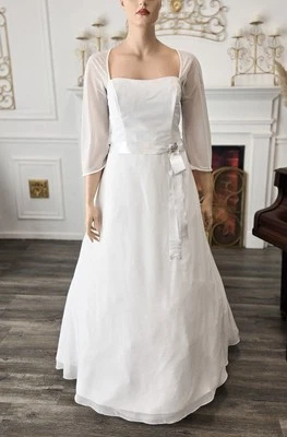 Unbranded White Chiffon Style 9777 3/4 Sleeve Wedding Dress sz 24 - Image 1 of 3