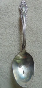 Vintage Oneida BAROQUE ROSE Silverplate Relish Slotted Spoon 6 3/4 Glossy 1967 - Picture 1 of 4