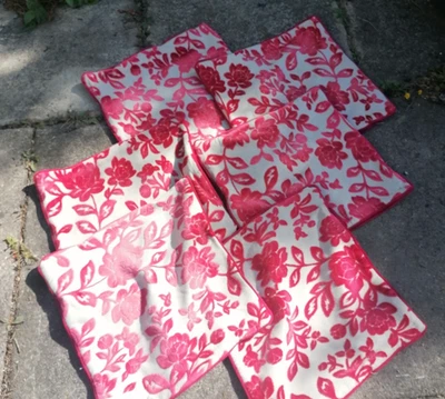 Laura Ashley red velvet-y cushion covers x6 - Image 1 of 4