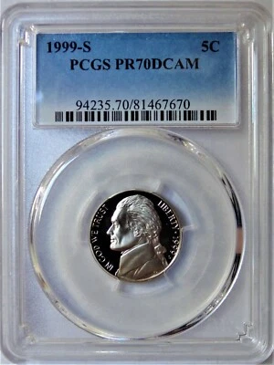 1999-S  JEFFERSON NICKEL  PCGS PR70DCAM  (PRICED BELOW PCGS LIST) - Image 1 of 3
