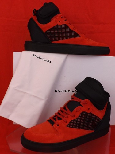 SCARPE DA GINNASTICA BALENCIAGA IN PELLE SCAMOSCIATA ROSSA NERA CINTURINO IN NEOPRENE 42 US 9 412349