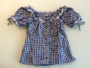 Stockerpoint Trachten Bluse Luna blau 36 38 40 42 44 46 Dirndl Wiesn Karo Carmen - Bild 1 von 6