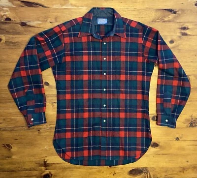 Camisa Pendleton De Colección Para Hombres Mediana A Cuadros Kilgore Tartán Pura Lana Virgen Años 70 Foto 1 de 4