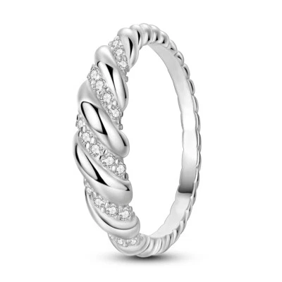 MULA Original Hemp Rope Thread Ring AAA CZ For Women Jewelry 925 Sterling Silver - Image 1 of 4