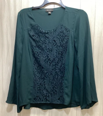 Camisa AB STUDIO Para Mujer (Talla XL) Manga Larga Encaje Adornada Cuello Redondo Foto 1 de 4