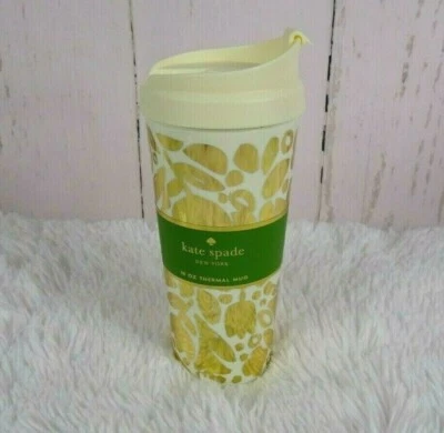 New Kate Spade Thermal Mug Tumbler GOLDEN FLORAL Drinkware 16 oz Capacity Gold - Image 1 of 4