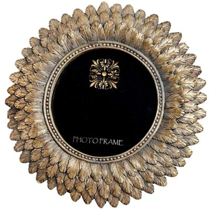 Antique Gold Large Sun Burst 3.5"x3.5" Photo Picture Frame 18cm Freestanding - Picture 1 of 2