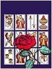 1736 Red rose on playing cards quality Poster.Purple Decorative Art.Wall Decor