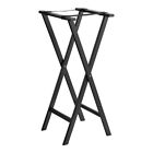 Restaurant Waitress Food Serving Folding Wood Tray Stand in Black Finish - 38"H