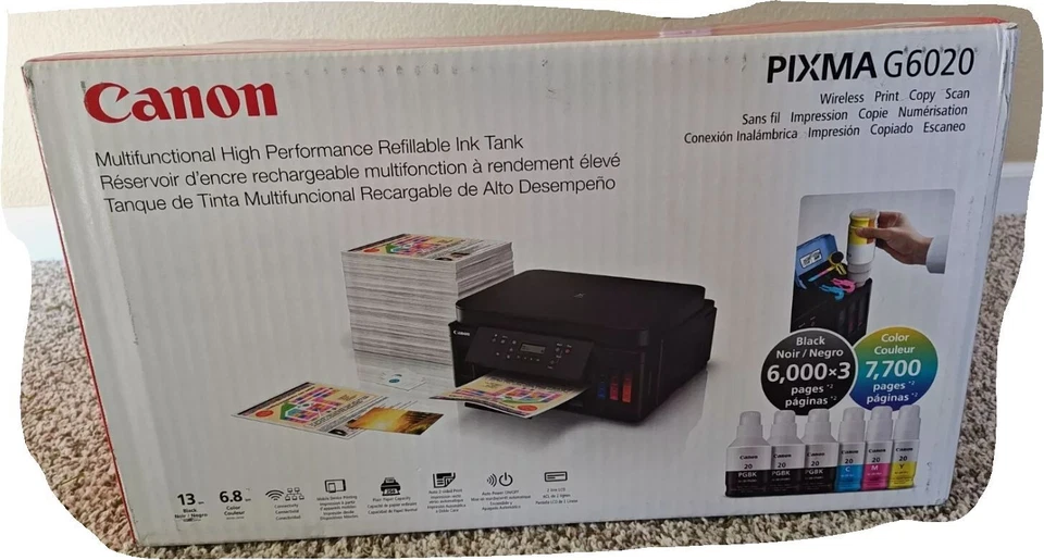 BRAND NEW Canon Pixma G6020 Megatank Wireless Color All-in-One Inkjet Printer - Image 1 of 1