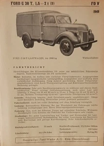 Ford G 38 T 1,5-2 t 1948 Datenblatt Typenblatt original * - Bild 1 von 1