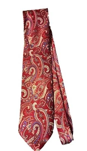 PAUL FREDRICK Men's TIE 100% SILK RED BLUE, Orange PAISLEYS - Picture 1 of 6