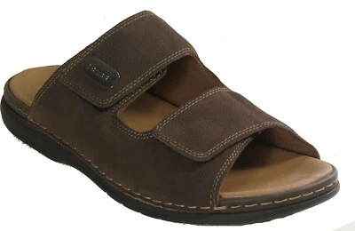 RIEKER Schuhe Pantoletten Hausschuhe braun echt Leder Klettverschluss NEU