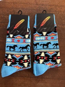 Nuevos calcetines estilo nativo americano navajo zuni azul suroeste azteca tribal 2 pares - Imagen 1 de 12