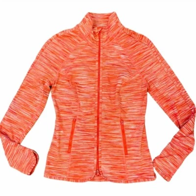 Chaqueta de Pista Atlética Zella Cuello Embudo Cremallera Completa Mediana M Naranja Blanco Correr Foto 1 de 4