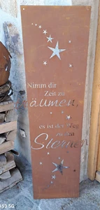 Edelrost Schild Träume Sterne Dekoration Garten Terrasse Wandbild Hängeschild - Bild 1 von 1
