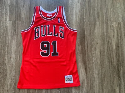 100% Authentic Dennis Rodman Chicago Bulls Road Red Swingman Jersey Throwback - Image 1 of 4