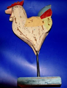 Large Wooden Carved Chicken Rooster Primitive Folk 16x7 Inches Hand Painted - Picture 1 of 1