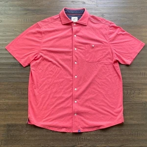 johnnie-O Button Down Shirt Mens Sz Large Coral Knit Coastal Casual - Picture 1 of 6