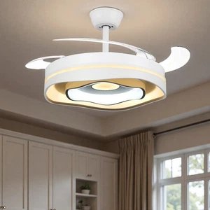 42" Modern 3 Color Light Ceiling Fan w/ Light Remote Control Retractable Blades - Picture 1 of 7