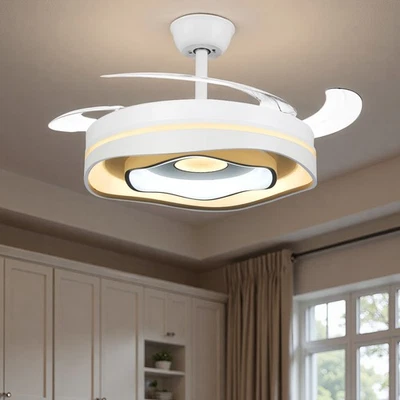 42" Modern 3 Color Light Ceiling Fan w/ Light Remote Control Retractable Blades - Image 1 of 4