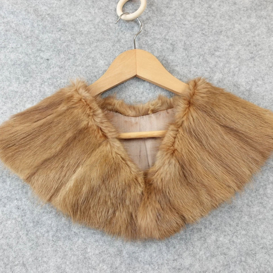 Mantón envolvente de piel de camello capelet marrón piel real visón ribete bufanda Gatsby Old Hollywood Foto 1 de 4
