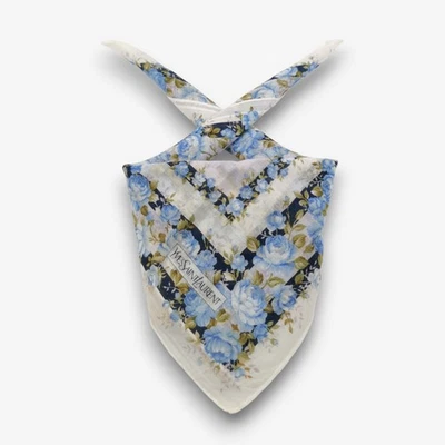 Vintage 90s Yves Saint Laurent Handkerchief YSL Neckerchief Floral Bandana Scarf - Image 1 of 4