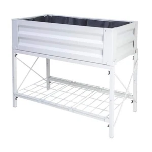 Vigoro Raised Bed Garden Planter White Steel Metal Stand Up 82230HD 18 x 30 in - Picture 1 of 13