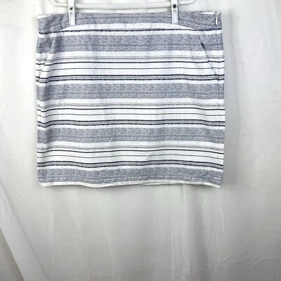 Tommy Hilfiger Women’s Skirt Sz16 Blue White Striped Cotton W/ Side Zip Work - Image 1 of 4