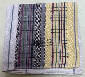 MAN HANKY JAPAN OFF-WHITE GRAY STRIPED CLASSIC COTTON POCKET ART SQUARE18” #JP92 - Picture 1 of 3