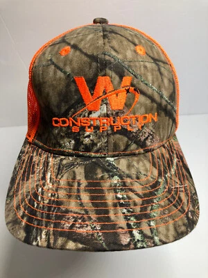 W Suministro de Construcción Gorra Sombrero Adulto Malla Snapback Bosque Camuflaje/Naranja NUEVO Foto 1 de 4