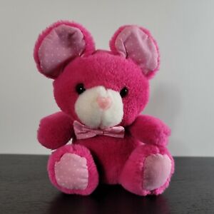 VINTAGE CUDDLE WIT PINK POLKA DOT MOUSE WITH BOWTIE PLUSH STUFFED ANIMAL