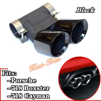 Tubo silenciador punta de escape de acero inoxidable negro para Porsche 718 Boxster Cayman 2014-19 Foto 1 de 4
