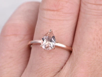 0.5Ct Lab-Created Morganite Engagement Ring Solitaire Women 9ct SOLID Rose Gold - Image 1 of 4